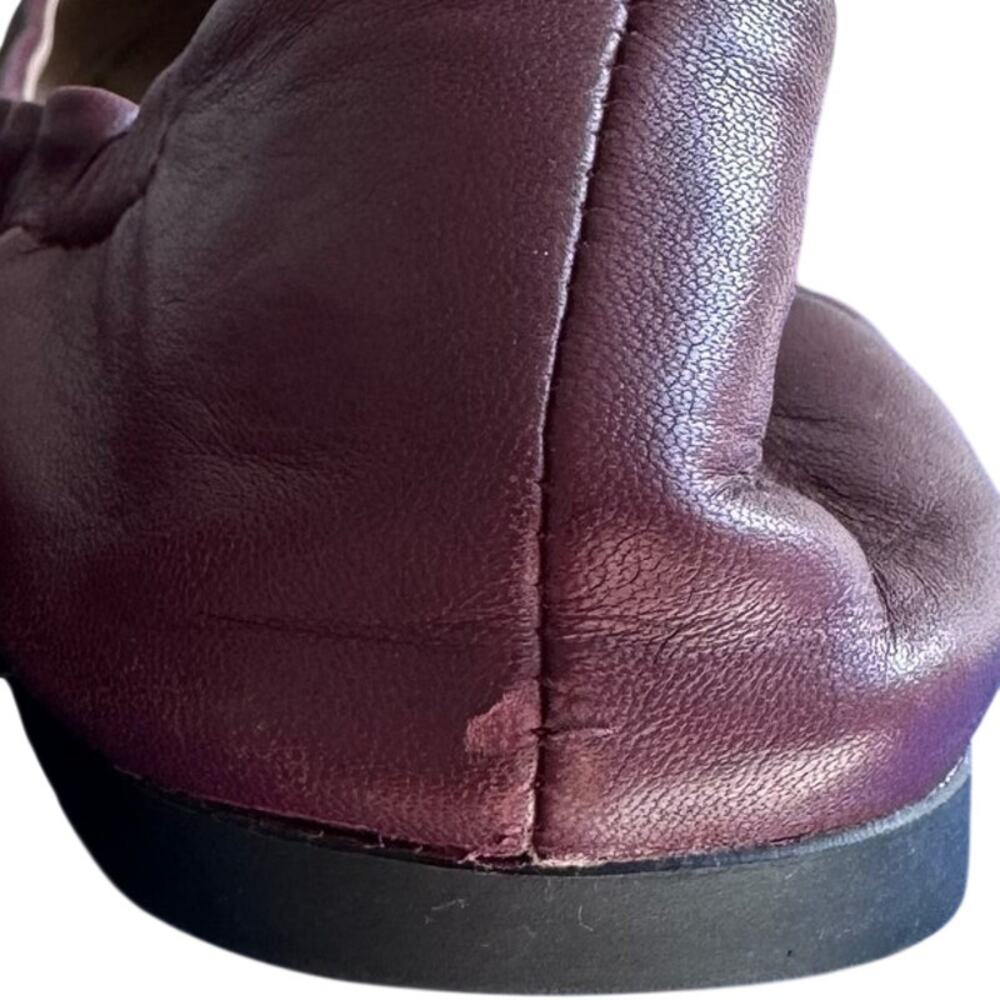 Tory Burch Blossom Flower Scrunch Ballet Flats Burgundy Leather Port Size 7 - Picture 10 of 12